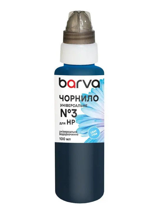 Чорнило для HP універсальне №3 100 мл, водорозчинне, світло-блакитне Barva (HU3-967)