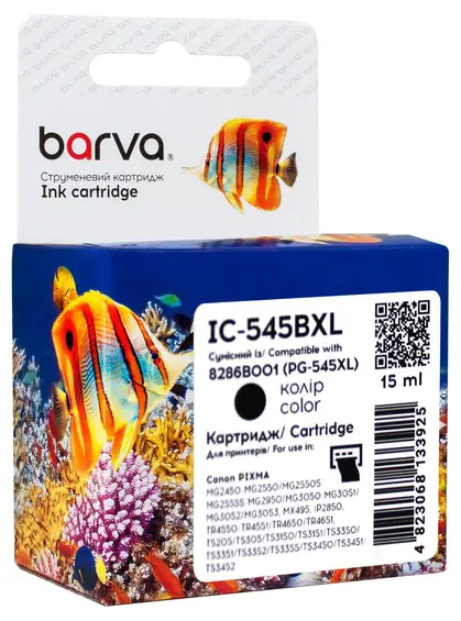 Картридж струменевий Canon PG-545 XL (8286B001) 400 арк, чорний Barva (IC-545BXL)