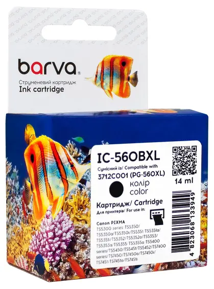 Картридж струменевий Canon PG-560 XL (3712C001) 400 арк, чорний Barva (IC-560BXL)