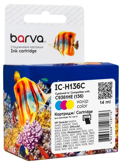 Картридж струменевий HP 136 (C9361HE) 220 арк, триколірний Barva (IC-H136C)