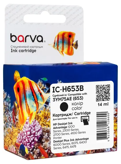 Картридж струменевий HP 653 (3YM75AE) 400 арк, чорний Barva (IC-H653B) Картридж струменевий HP 653 (3YM75AE) 400 арк, чорний Barva (IC-H653B)