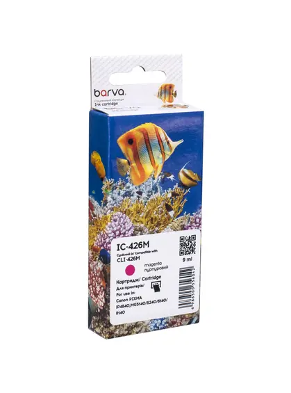 Картридж сумісний Canon CLI-426M (4558B001) 635 арк, пурпуровий Barva (IC-426M) Картридж сумісний Canon CLI-426M (4558B001) 635 арк, пурпуровий Barva (IC-426M)
