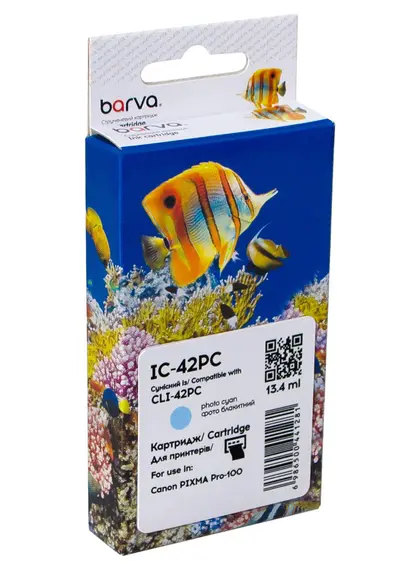 Картридж сумісний Canon CLI-42PC (6388B001) 900 арк, фото блакитний Barva (IC-42PC)