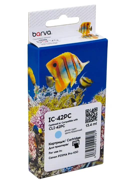 Картридж сумісний Canon CLI-42PC (6388B001) 900 арк, фото блакитний Barva (IC-42PC)
