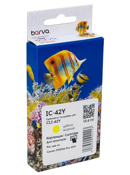 Картридж сумісний Canon CLI-42Y (6387B001) 900 арк, жовтий Barva (IC-42Y) Картридж сумісний Canon CLI-42Y (6387B001) 900 арк, жовтий Barva (IC-42Y)
