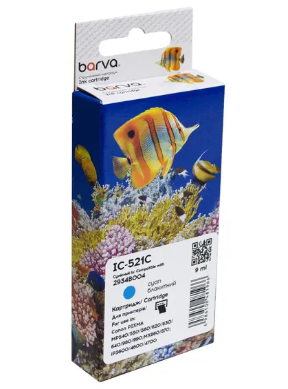 Картридж сумісний Canon CLI-521C (2934B004) 560 арк, блакитний Barva (IC-521C) Картридж сумісний Canon CLI-521C (2934B004) 560 арк, блакитний Barva (IC-521C)