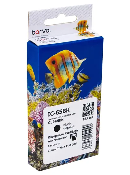 Картридж сумісний Canon CLI-65BK (4215C001) 860 арк, чорний Barva (IC-65BK) Картридж сумісний Canon CLI-65BK (4215C001) 860 арк, чорний Barva (IC-65BK)