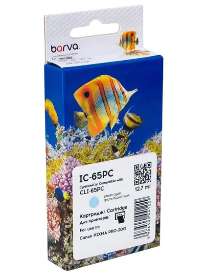 Картридж сумісний Canon CLI-65PC (4220C001) 375 арк, фото блакитний Barva (IC-65PC) Картридж сумісний Canon CLI-65PC (4220C001) 375 арк, фото блакитний Barva (IC-65PC)