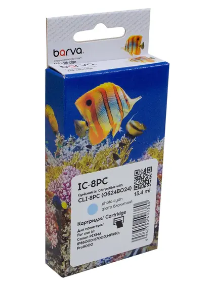 Картридж сумісний Canon CLI-8PC (0624B024) 515 арк, фото блакитний Barva (IC-8PC)