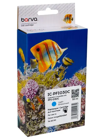 Картридж сумісний Canon PFI-030C (3490C001) 55 мл, блакитний Barva (IC-PFI030C) Картридж сумісний Canon PFI-030C (3490C001) 55 мл, блакитний Barva (IC-PFI030C)