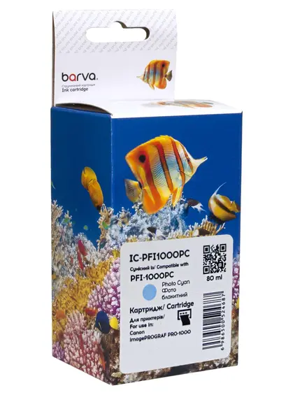 Картридж сумісний Canon PFI-1000PC (0550C001) 80 мл, фото блакитний Barva (IC-PFI1000PC)