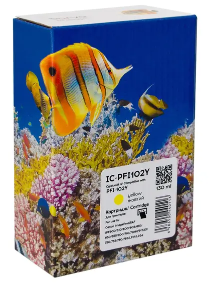 Картридж сумісний Canon PFI-102Y (0898B001) 130 мл, жовтий Barva (IC-PFI102Y)