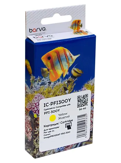 Картридж сумісний Canon PFI-300Y (4196C001) 530 арк, жовтий Barva (IC-PFI300Y) Картридж сумісний Canon PFI-300Y (4196C001) 530 арк, жовтий Barva (IC-PFI300Y)