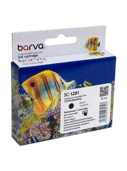 Картридж сумісний Epson T1281 (C13T12814011/C13T12814012) 255 арк, чорний Barva (IC-1281)