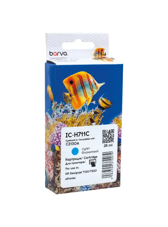 Картридж сумісний HP 711 (CZ130A/CZ134A) 26 мл, блакитний Barva (IC-H711C)