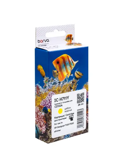 Картридж сумісний HP 711 (CZ132A/CZ136A) 26 мл, жовтий Barva (IC-H711Y) Картридж сумісний HP 711 (CZ132A/CZ136A) 26 мл, жовтий Barva (IC-H711Y)