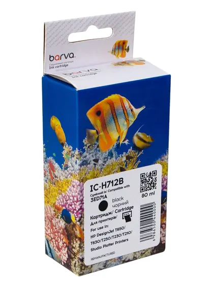 Картридж сумісний HP 712 (3ED70A/3ED71A) 80 мл, чорний Barva (IC-H712B) Картридж сумісний HP 712 (3ED70A/3ED71A) 80 мл, чорний Barva (IC-H712B)