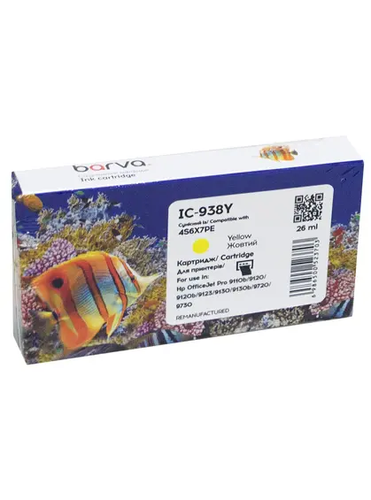 Картридж сумісний HP 938 (4S6X7PE) 800 арк, жовтий Barva (IC-938Y) Картридж сумісний HP 938 (4S6X7PE) 800 арк, жовтий Barva (IC-938Y)
