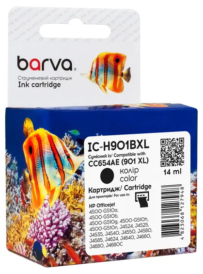 Картридж струменевий HP 901XL (CC653AE/CC654AE) 700 арк, чорний Barva (IC-H901BXL)