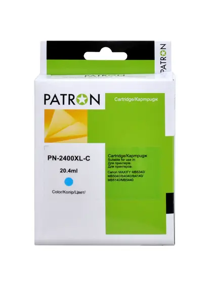 Картридж сумісний Canon PGI-2400C XL (9274B001) 1800 арк, блакитний Patron (PN-2400XL-C) Картридж сумісний Canon PGI-2400C XL (9274B001) 1800 арк, блакитний Patron (PN-2400XL-C)