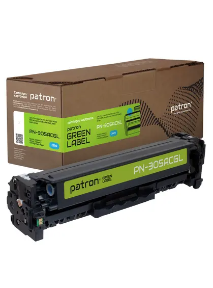 Картридж сумісний HP 305A (CE411A) блакитний Green Label Patron (PN-305ACGL)