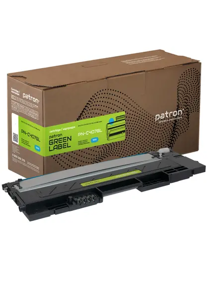 Тонер-картридж сумісний Samsung CLT-C407S блакитний Green Label Patron (PN-C407GL) Тонер-картридж сумісний Samsung CLT-C407S блакитний Green Label Patron (PN-C407GL)