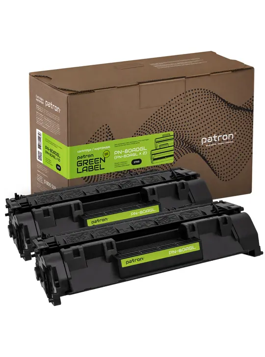 Картридж сумісний HP 80A (CF280A) подвійна упаковка Green Label Patron (PN-80ADGL)