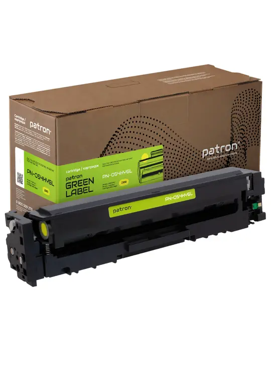 Картридж сумісний Canon 054H Green Label, жовтий Patron (PN-054HYGL)
